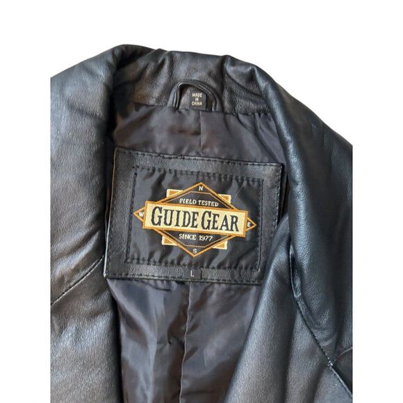 Men's Black Leather Bomber Jacket - Picture 2 of 7